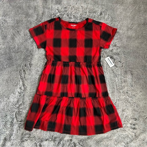 Old Navy Other - NWT Old Navy Red and Black Buffalo Plaid Cotton Knit Checkered Kids Dress